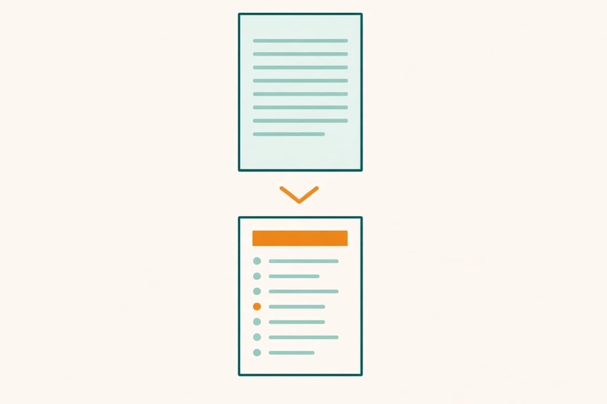 Flat illustration of a plain CV above a tailored CV, with one section changed
