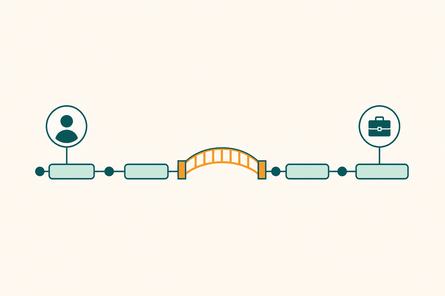 Flat illustration of a CV timeline with a clearly labelled gap that is handled calmly rather than hidden